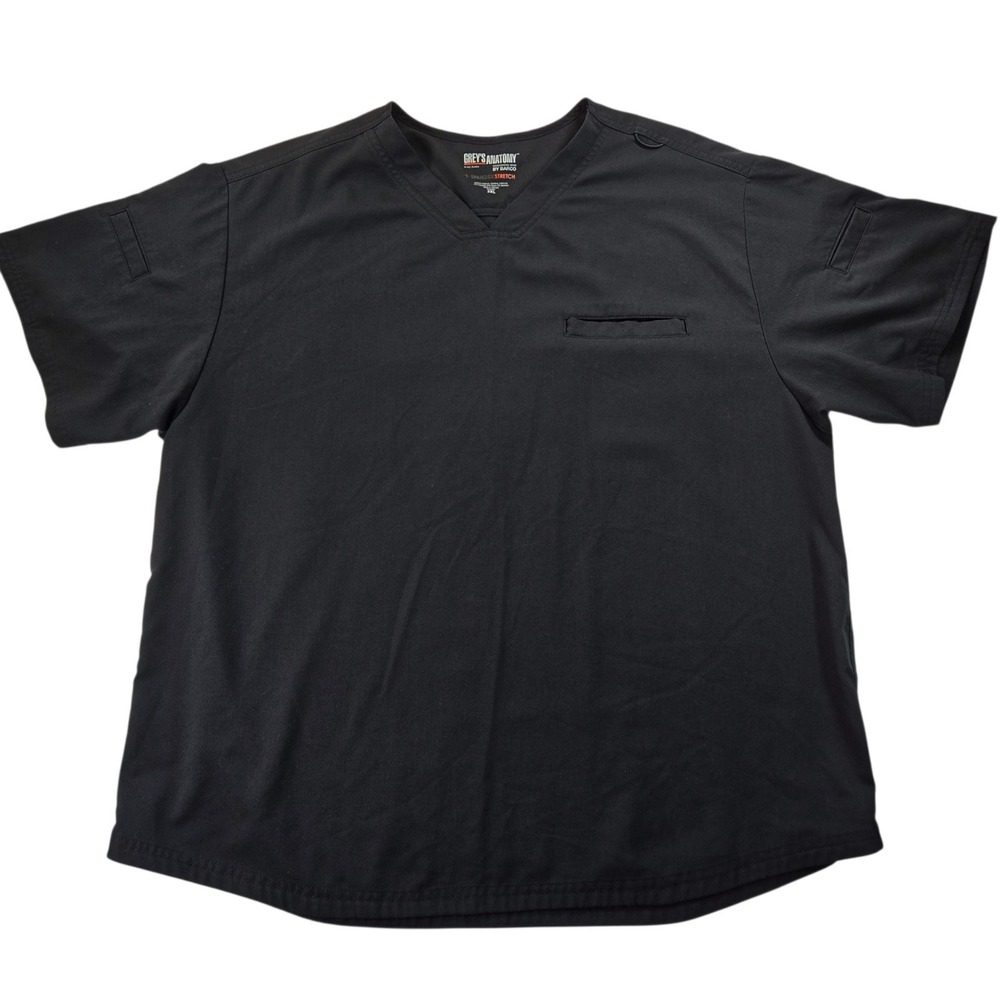 Greys Anatomy by Barco Mens 2XL Black Spandex Stretch V-Neck Scrub Top - Picture 1 of 7